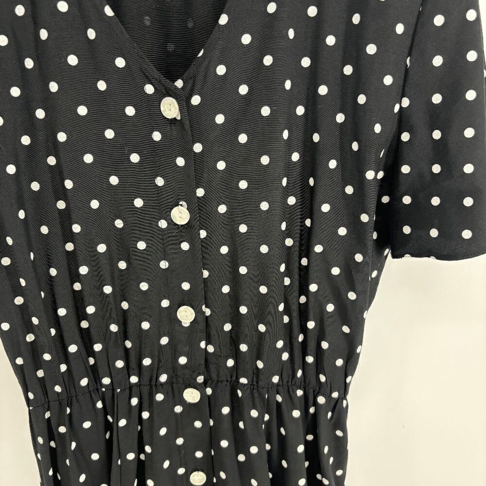 My Michelle Maxi Womens Black White Vtg Polka Dot Short Sleeve button Dress 6p - Picture 5 of 6